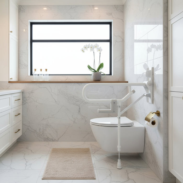 Hinged foldup double hairpin rail-adjustable leg (32mm) White