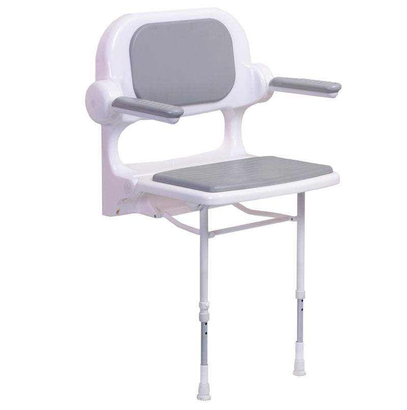 2000 Series Fold Up Grey Padded Seat with Back and Arms