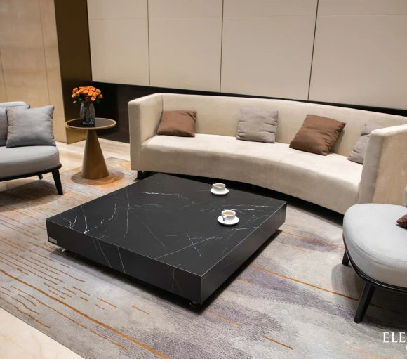 Sofia Coffee Table, Square, Large - Marble Porcelain - Blackman Rowe