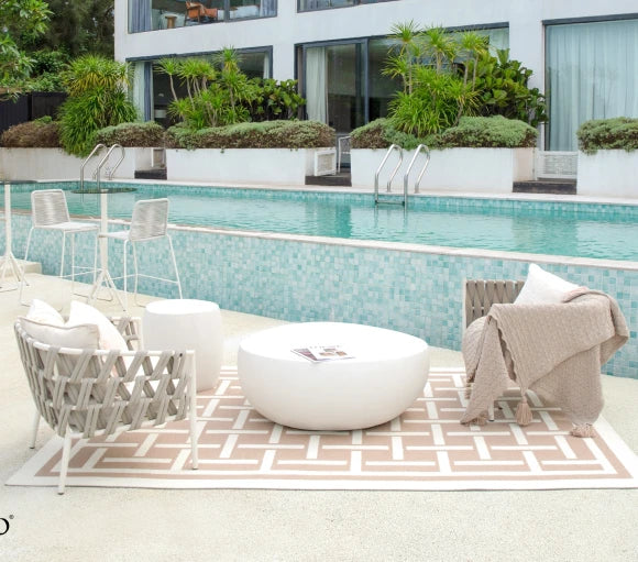Ikaria Cobble Coffee Table, Cream White - Glass Fibre Reinforced Concrete - Blackman Rowe