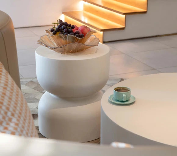 Chronos Side Table, Cream White - Glass Fibre Reinforced Concrete - Blackman Rowe