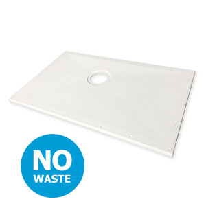 White rectangular tray with a hole and a blue 'No Waste' label on a white background