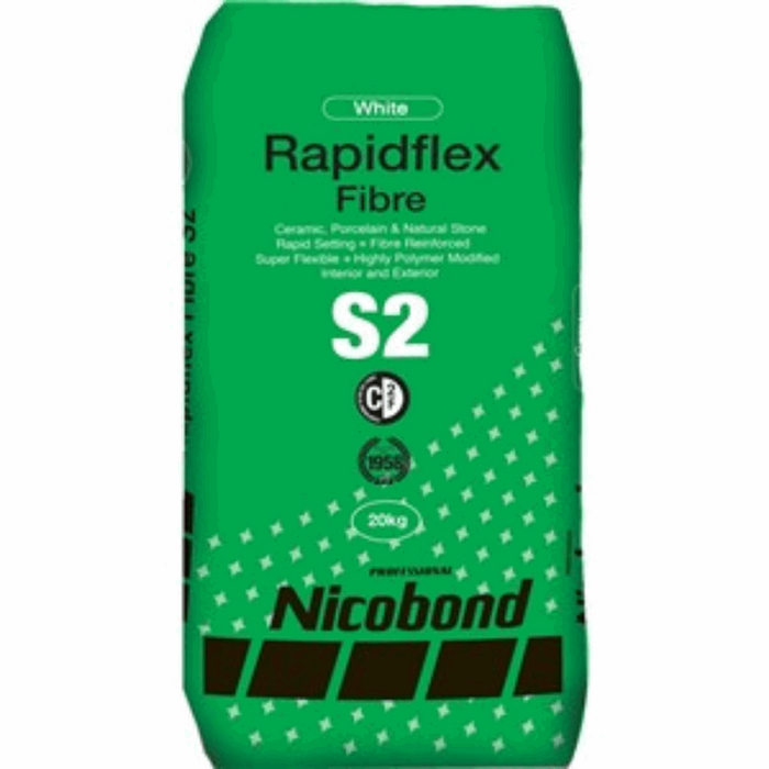 Rapidflex Fibre S2 20kg - White Tiling Adhesives & Grout N & C Nicobond