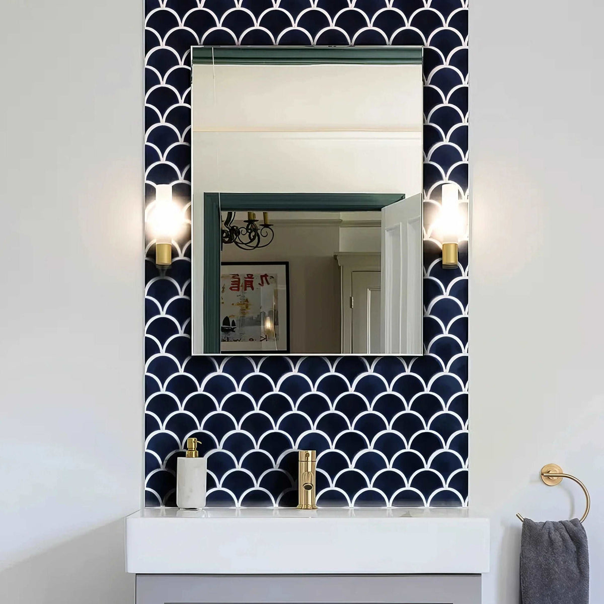 Atlantis Scallop, Navy, £15.12 per sheet Blue Tile Decorative Tiles Ca Pietra