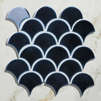 Atlantis Scallop, Navy, £15.12 per sheet Blue Tile Decorative Tiles Ca Pietra
