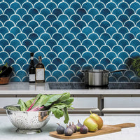 Atlantis Scallop, Ultramarine, £15.12 per sheet Blue Tile Decorative Tiles Ca Pietra