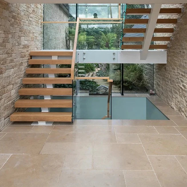 Neranjo Seasoned Finish Limestone, £118.50/ M2 Cream Tile Natural Stone Exterior Tiles Ca Pietra
