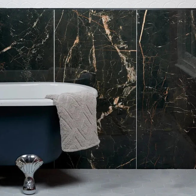 Marble Luxe, Laurant, £93.00/ M2 Black Tile Marble Effect Tiles Ca Pietra