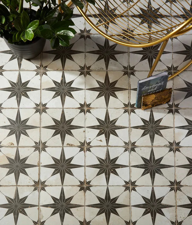 Spitalfields Ceramic Retro Star, four colours, £52.50/M2 - Blackman Rowe