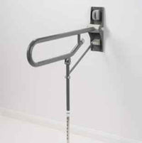 Fold Up Toilet Support Grab Rail adjustable leg Mid Grey