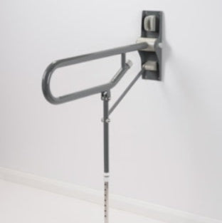 Fold Up Toilet Support Grab Rail adjustable leg Mid Grey