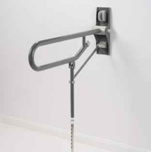 Fold Up Toilet Support Grab Rail adjustable leg Mid Grey
