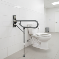 Fold Up Toilet Support Grab Rail adjustable leg Mid Grey