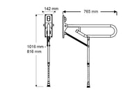 Fold Up Toilet Support Grab Rail adjustable leg Mid Grey