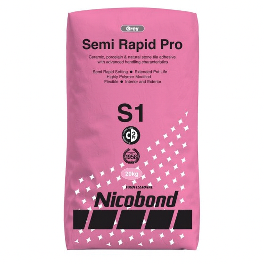 Semi Rapid Pro S1 Tile Adhesive 20kg - Grey