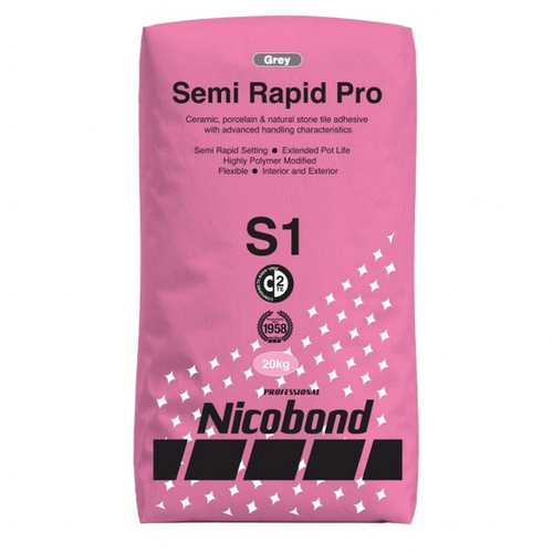 Semi Rapid Pro S1 Tile Adhesive 20kg - Grey - Blackman Rowe