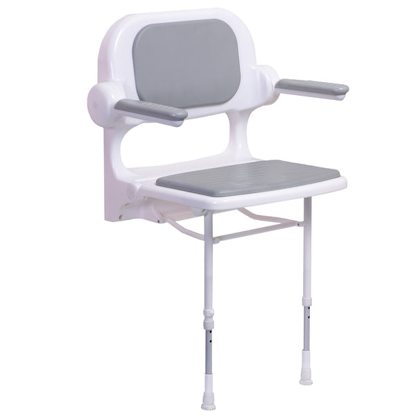 2000 Series Fold Up Grey Padded Seat with Back and Arms