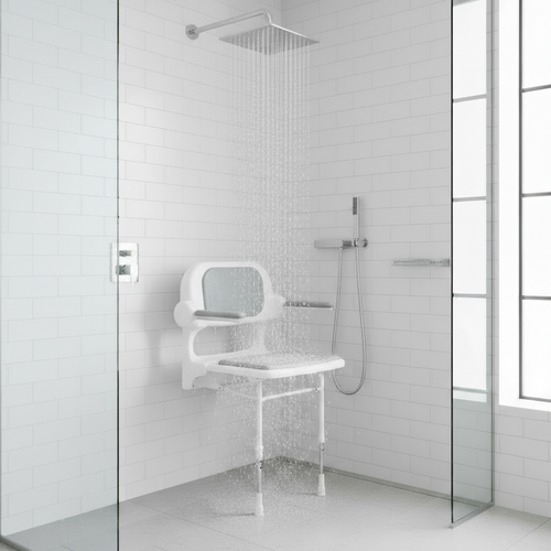 2000 Series Fold Up Grey Padded Seat with Back and Arms