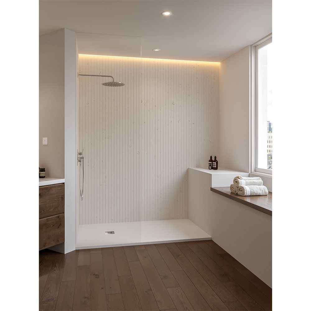 Blackman Rowe Urban Slate Effect Rectangular Shower Tray & Waste 1200mm x 900mm Artic White