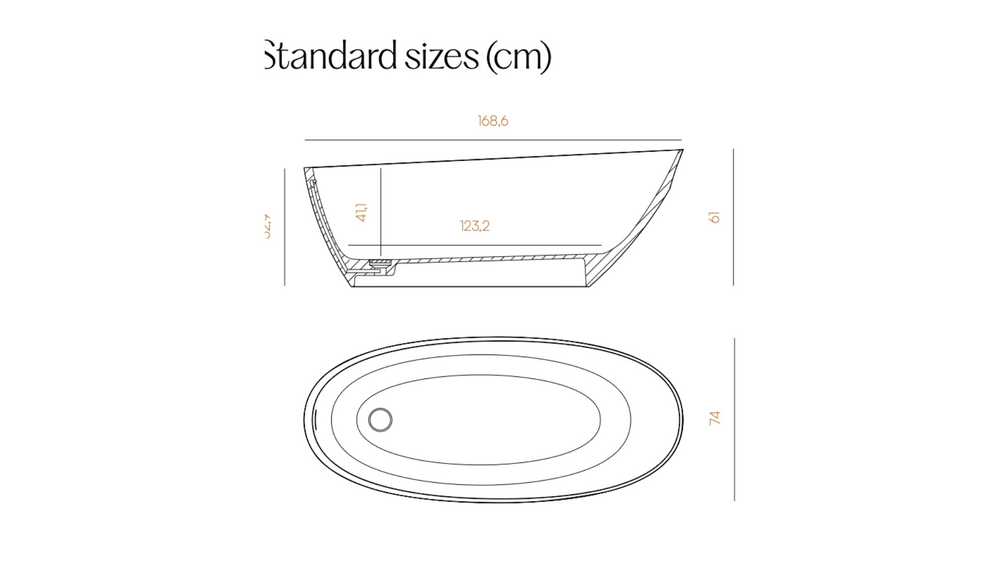 Acquabella Chrea Freestanding Bath measuring guide