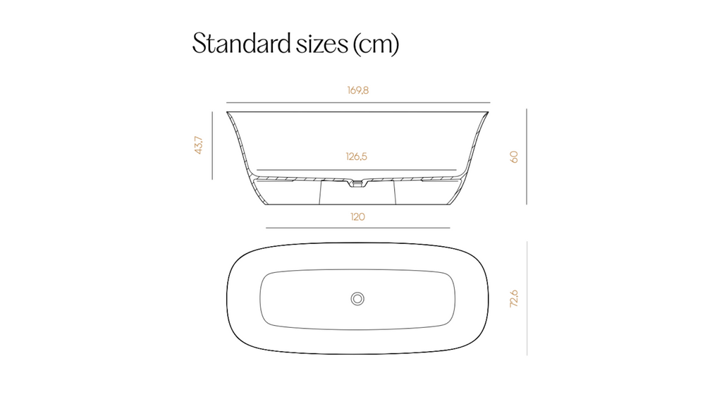 Acquabella Levi Freestanding Bath measuring guide