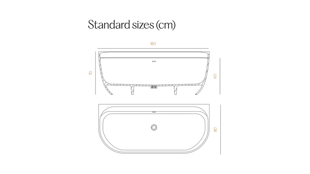 Acquabella Noon Slate Freestanding Bath measuring guide