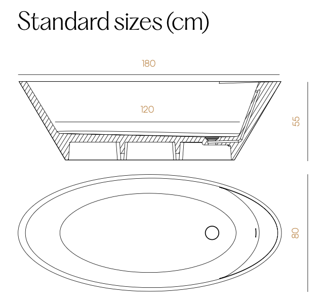 Acquabella Opal Quiz Freestanding Bath measuring guide