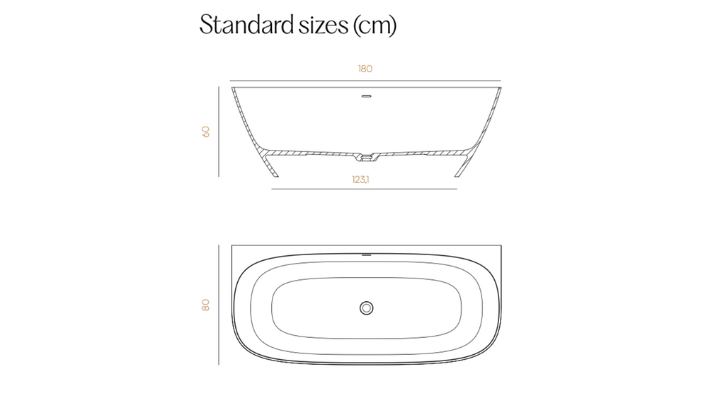 Acquabella Volda Semi-Freestanding Bath measuring guide
