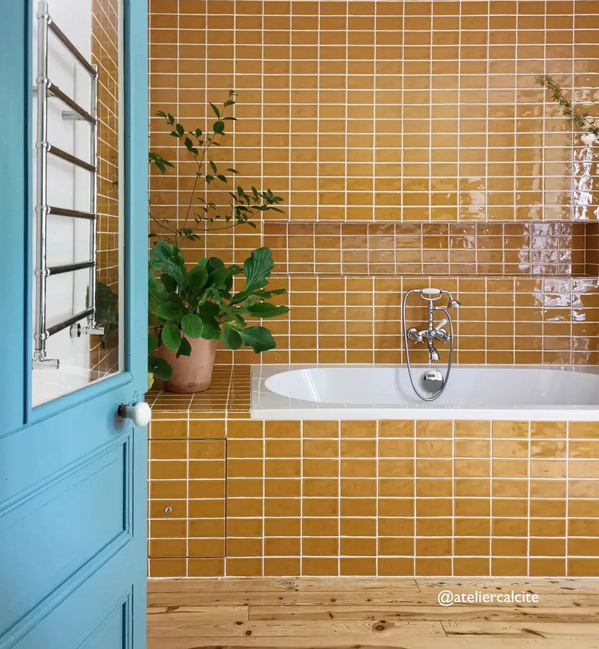 Fired Earth Carnival Oro Yellow Glazed Tile Sample