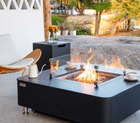 Copenhagen Fire Table, Glass-fibre reinforced concrete with Marble porcelain top