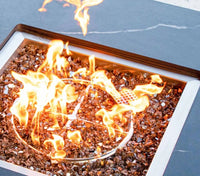 Copenhagen Fire Table, Glass-fibre reinforced concrete with Marble porcelain top