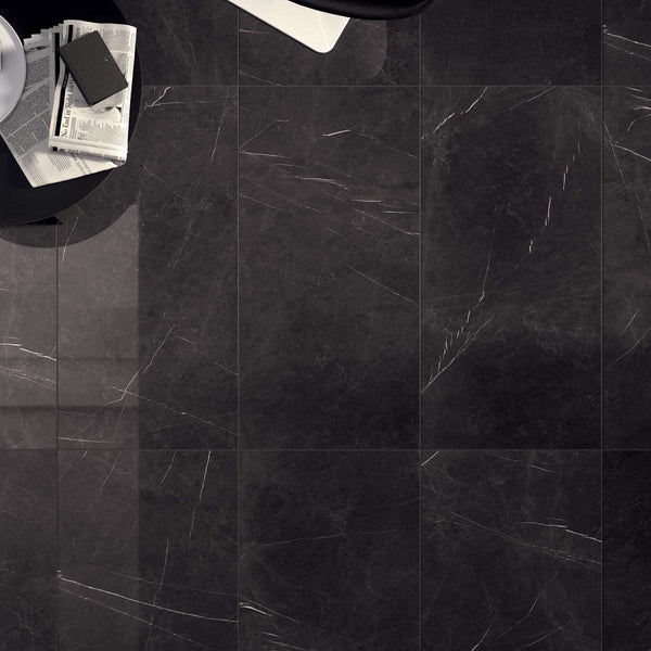 Deluxe Marble Effect Porcelain, 3 sizes, Black, from £43.99/ M2