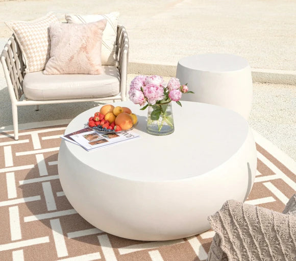 Ikaria Cobble Coffee Table, Cream White - Glass Fibre Reinforced Concrete