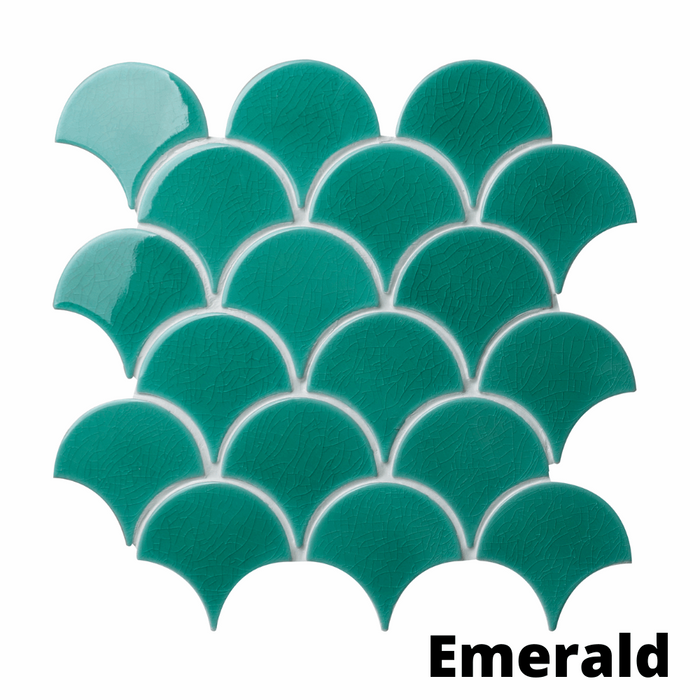Atlantis Scallop, Emerald, £15.12 per sheet Decorative Tiles Green Tile Ca Pietra