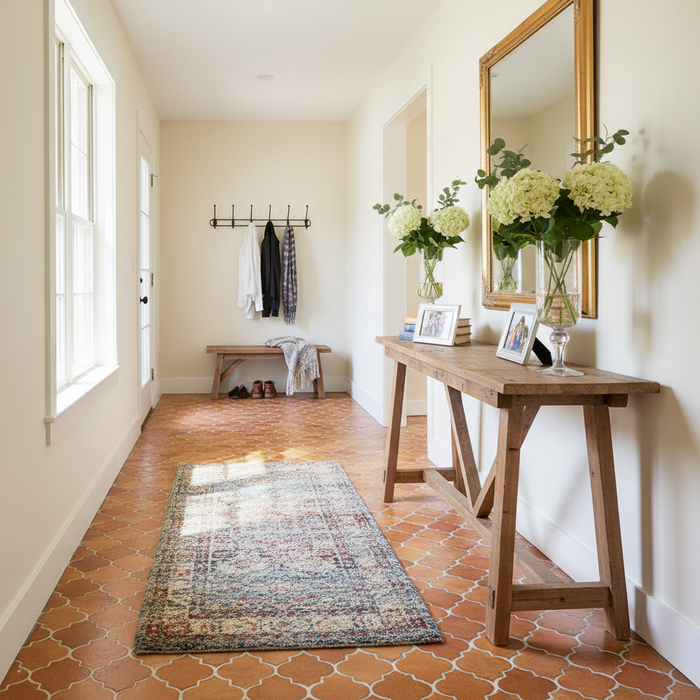 Handmade Terracotta Fleur Design 200x222x20mm