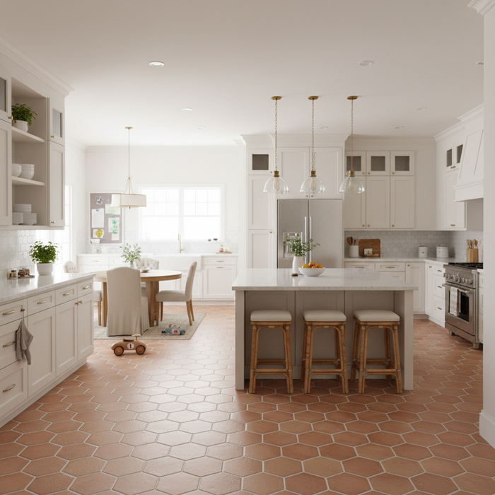 Handmade Terracotta Hexagon Design 150x150x20mm