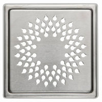 Metallic square decorative plate with a cut-out pattern on a white background
