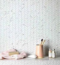 Fired Earth Malmo Willow Leaf White Mosaic Sample