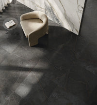 Fired Earth Milos Black 80 x 80 Marble Effect Porcelain Tile Sample