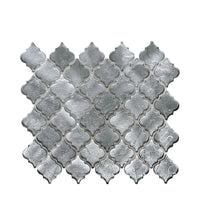 Metallic Vitreum Argentum Arabesque Silver Glass Tile Sample