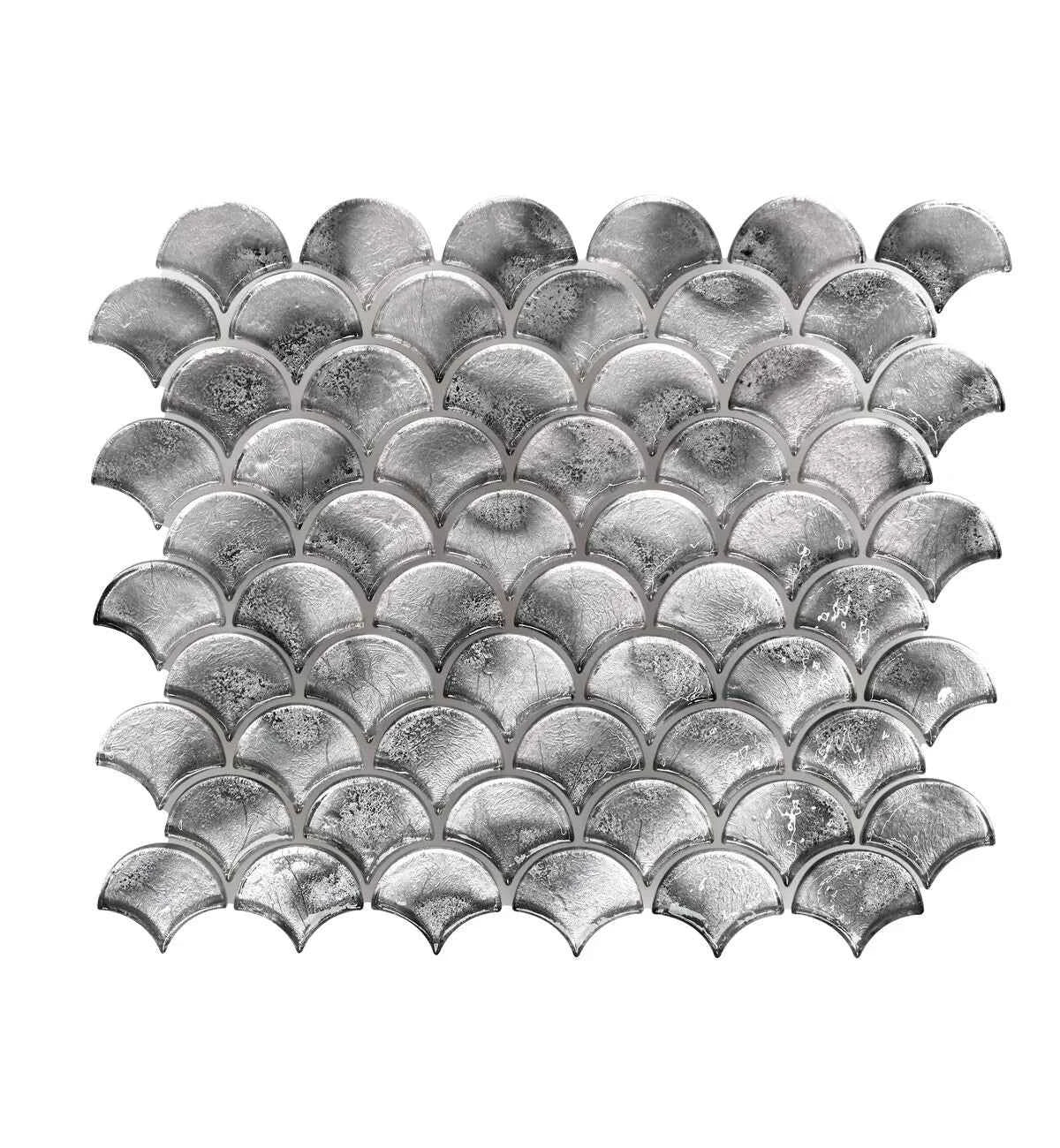 Metallic Vitreum Argentum Fan Silver Glass Tile