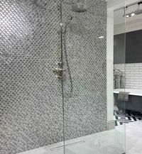 Metallic Vitreum Argentum Fan Silver Glass Tile