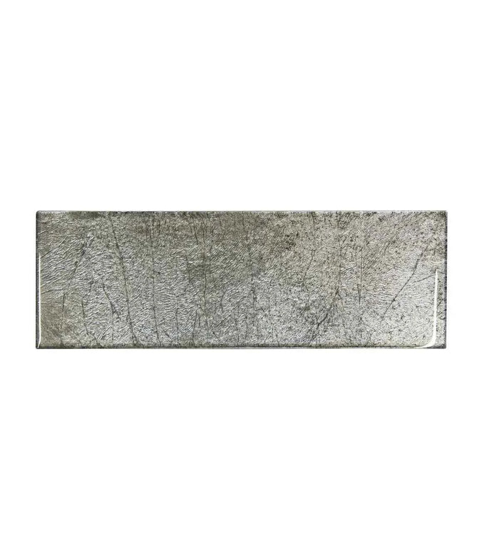 Metallic Vitreum Argentum Rectangle Silver Glass Tile Sample