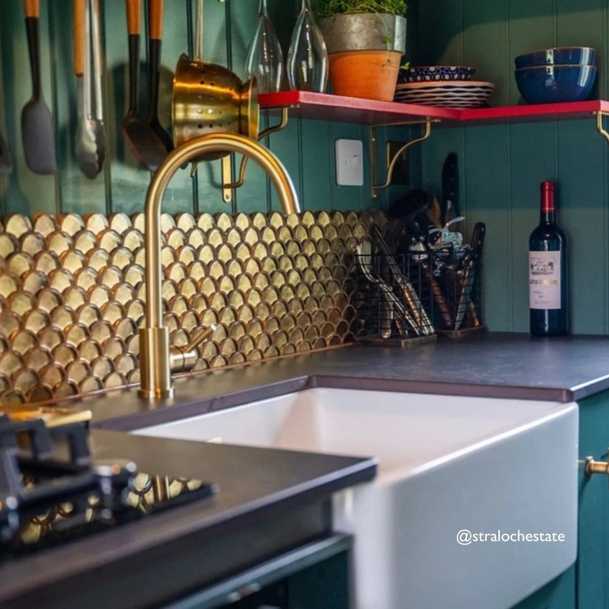 Metallic Vitreum Aurum Fan Gold Glass Tile