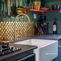 Metallic Vitreum Aurum Fan Gold Glass Tile