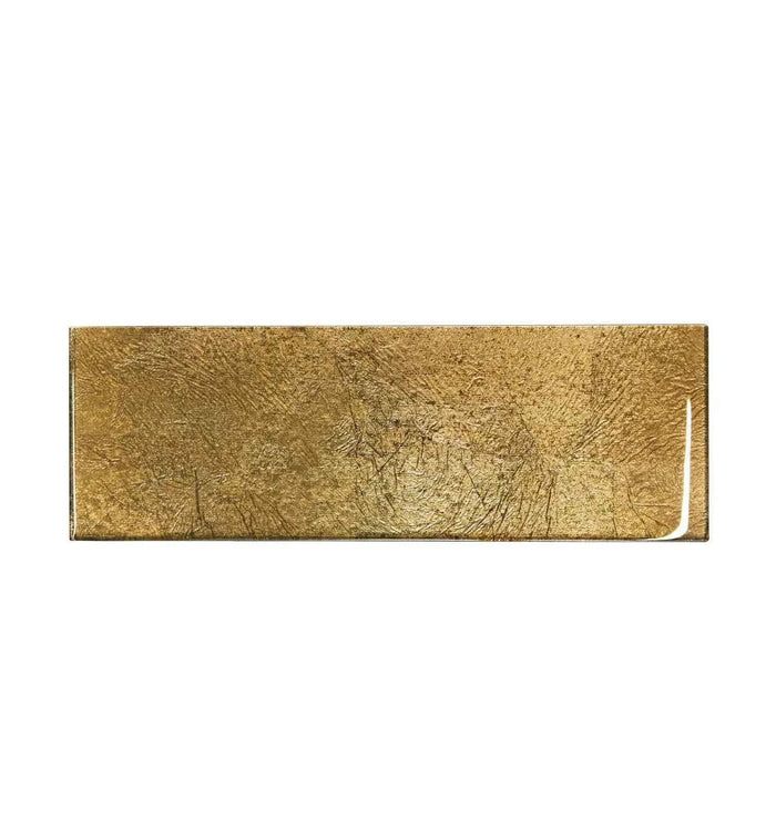 Metallic Vitreum Aurum Rectangle Gold Glass Tile Sample