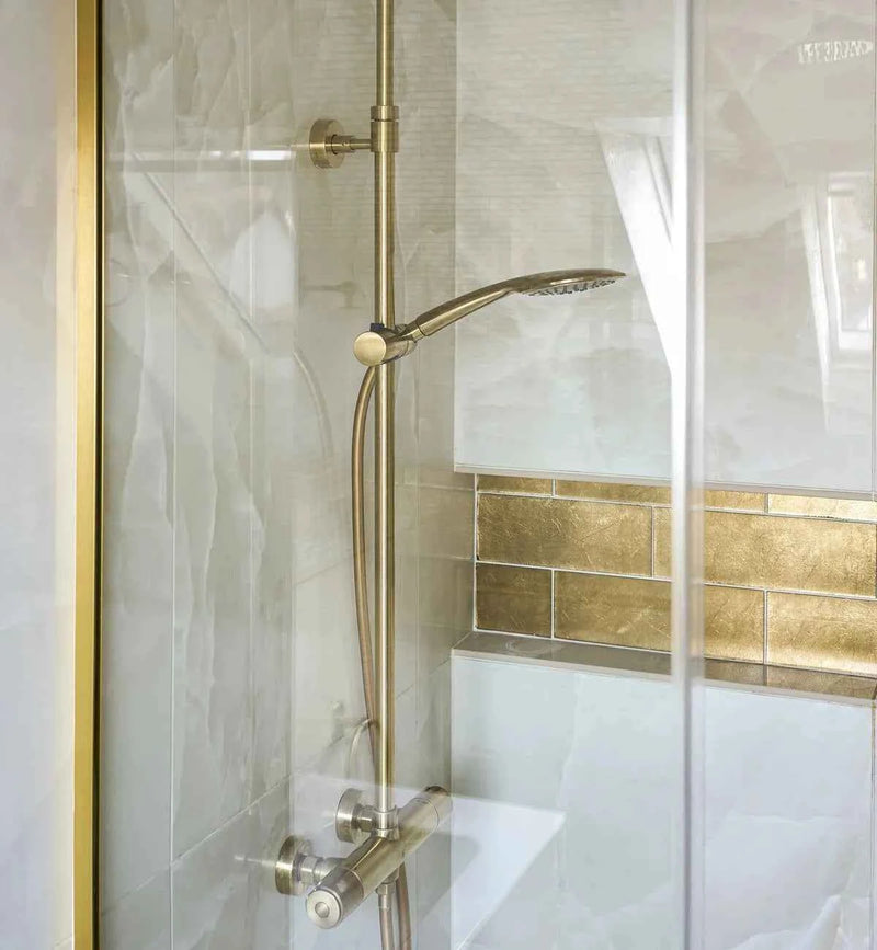 Metallic Vitreum Aurum Rectangle Gold Glass Tile Sample