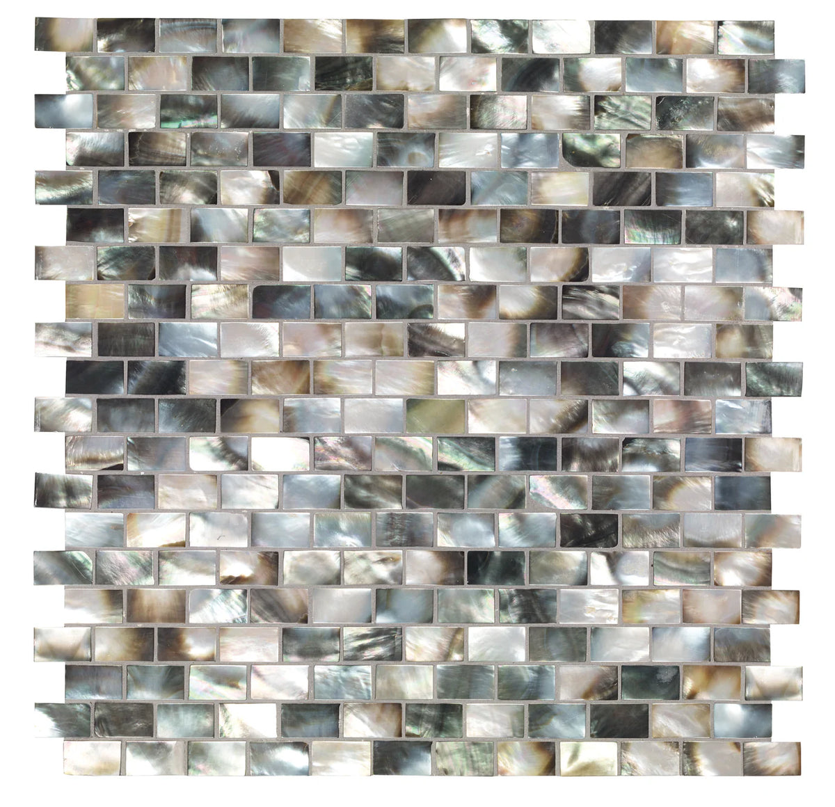 Mother of Pearl Black Rectangle Brick Mosaic Sample
