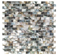 Mother of Pearl Black Rectangle Brick Mosaic Sample