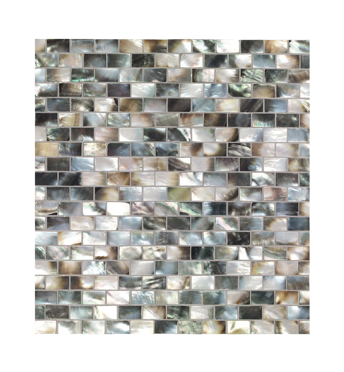 Mother of Pearl Black Rectangle Brick Mosaic Sample